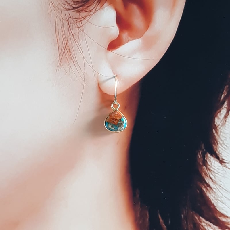再販】オイスターカッパーターコイズ 一粒ピアス/イヤリング