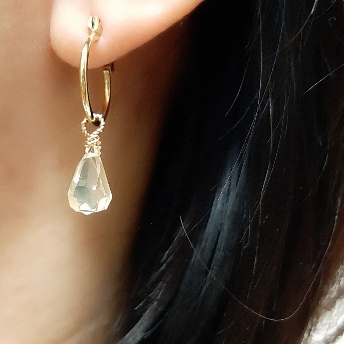 シトリン ラフドロップ の 2way フープ ピアス/イヤリング | そそ-楚々-