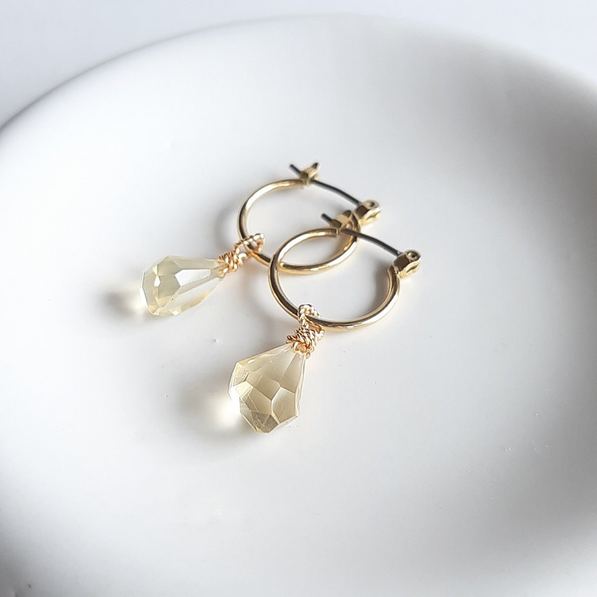 Rtav】特価 K18 シトリン タンザナイト フックピアス K18 WG