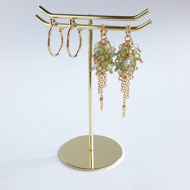 きらめく透明感 じゃらじゃら 2way フープピアス/イヤリング