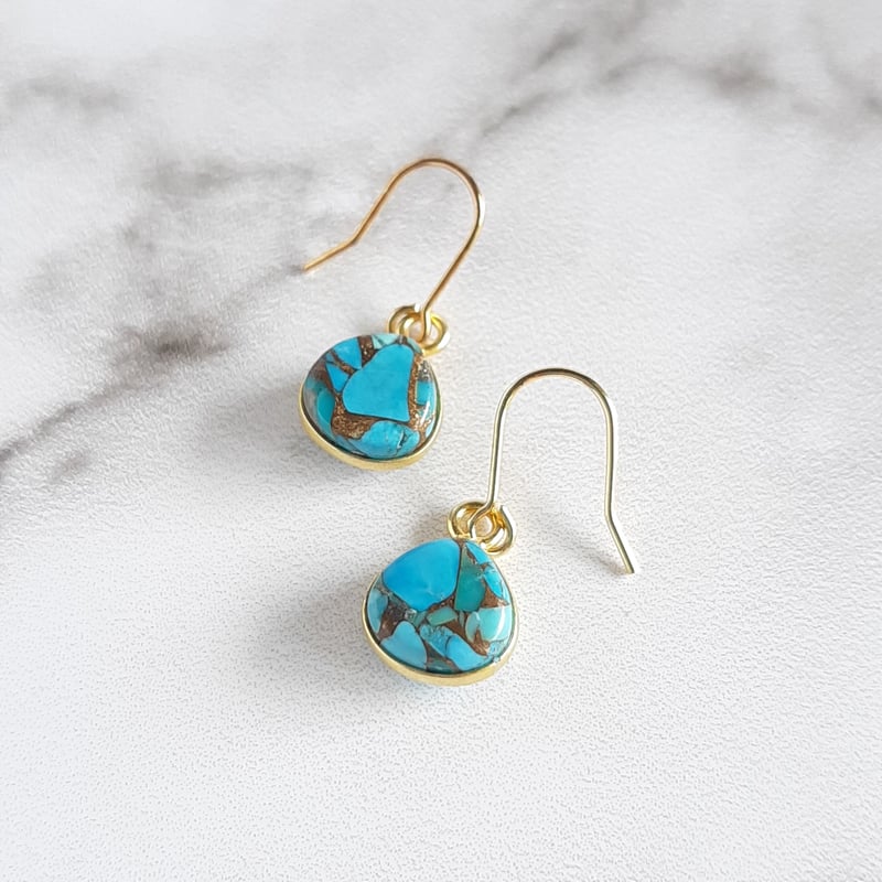 ブルー系コッパーと小粒天然石のピアス fe29e934d464a795fa987b4d5c4309