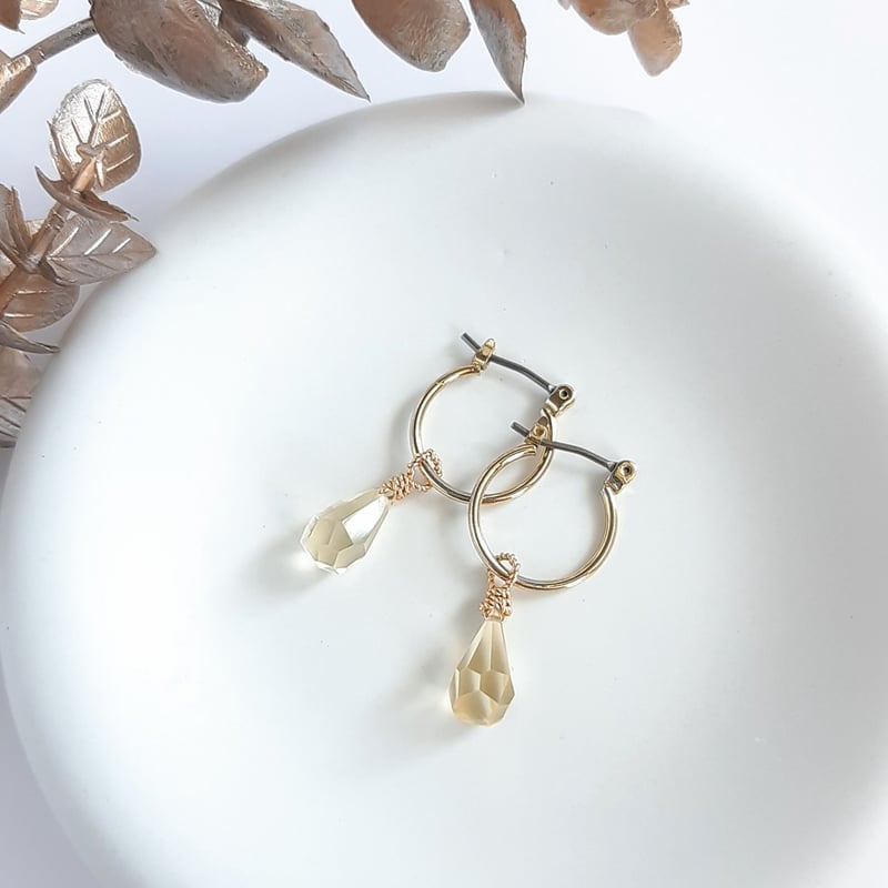 シトリン ラフドロップ の 2way フープ ピアス/イヤリング | そそ-楚々-
