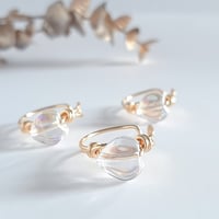アクアクリスタルのハート♡ワイヤーイヤーカフ 片耳用