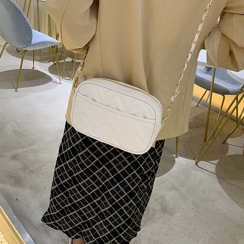 レザー調キルティングショルダーチェーンバッグ | Bagoodtimeshop