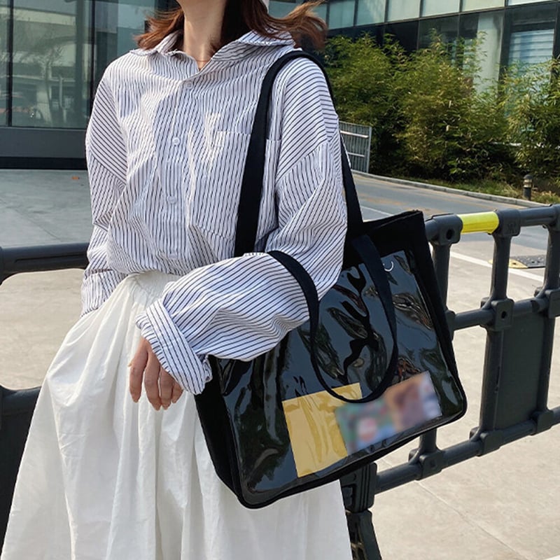 大容量クリアポケットキャンバスバッグ | Bagoodtimeshop