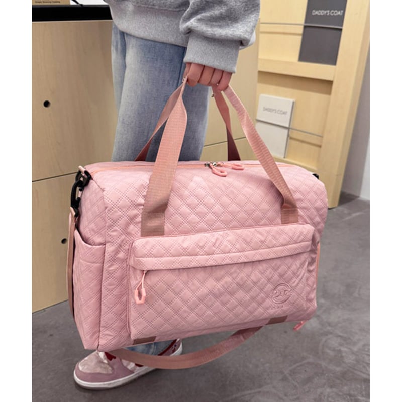ピンク キルティング ボストンショルダーバッグ キルティングボストンバッグ | Bagoodtimeshop