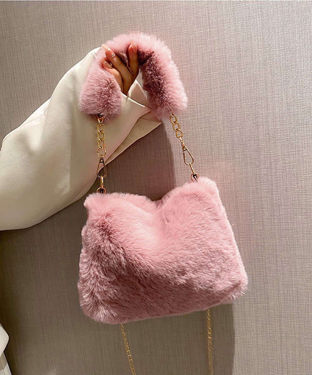チェーンショルダーファーバッグ | Bagoodtimeshop チェーンショルダーファーバッグ | Bagoodtimeshop