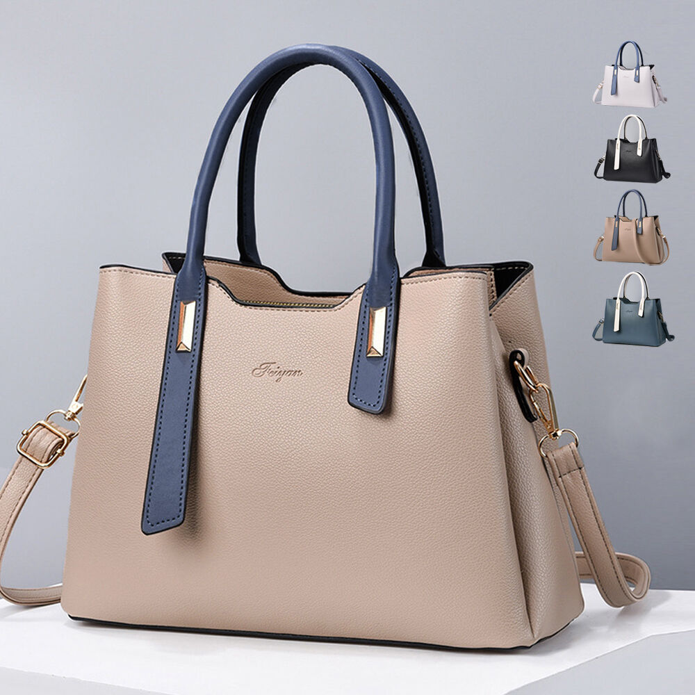 クリーム色のハンドバッグ バイカラーショルダーバッグ | Bagoodtimeshop