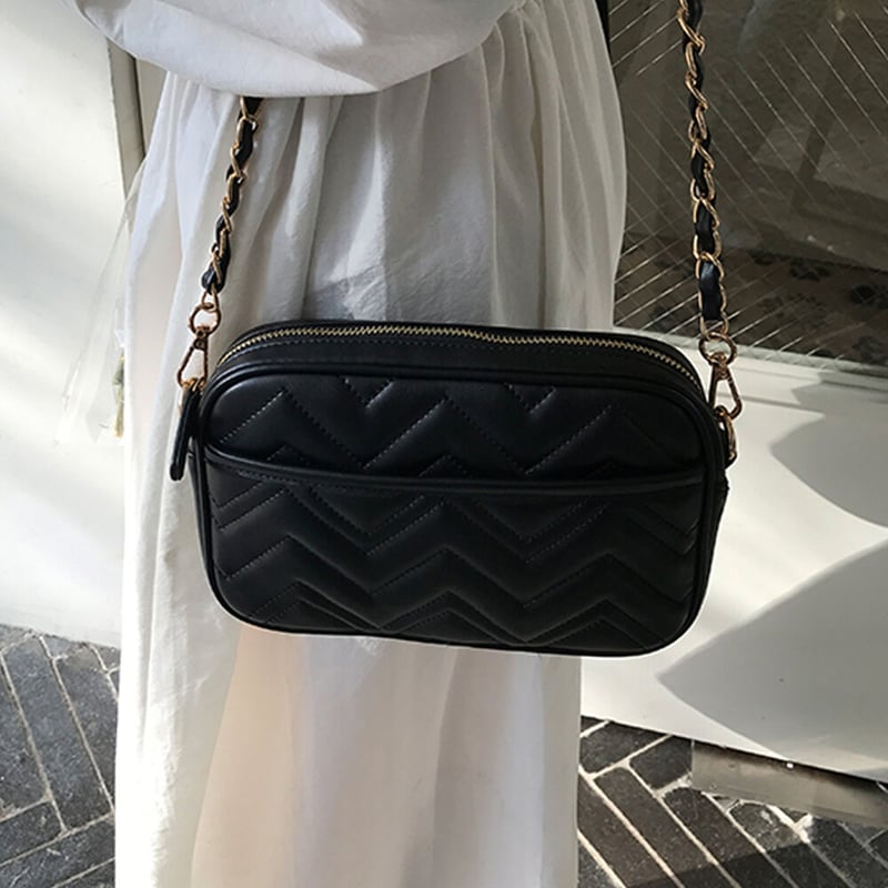レザー調キルティングショルダーチェーンバッグ | Bagoodtimeshop レザー調キルティングショルダーチェーンバッグ | Bagoodtimeshop