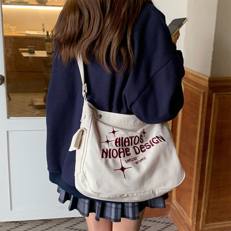 大容量キャンバスショルダー通学バッグ | Bagoodtimeshop