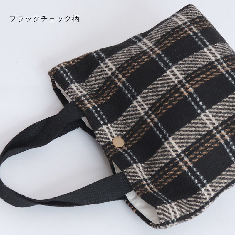 チェック柄のネイビー・ブラックバッグ チェック柄 ミニトートバッグ | Bagoodtimeshop