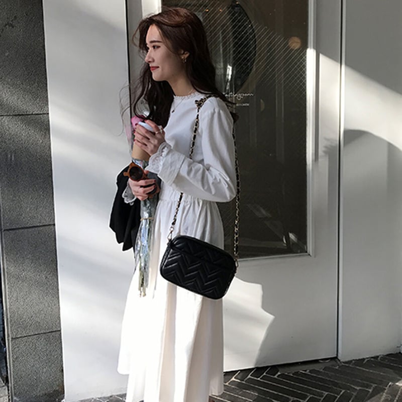 レザー調キルティングショルダーチェーンバッグ | Bagoodtimeshop