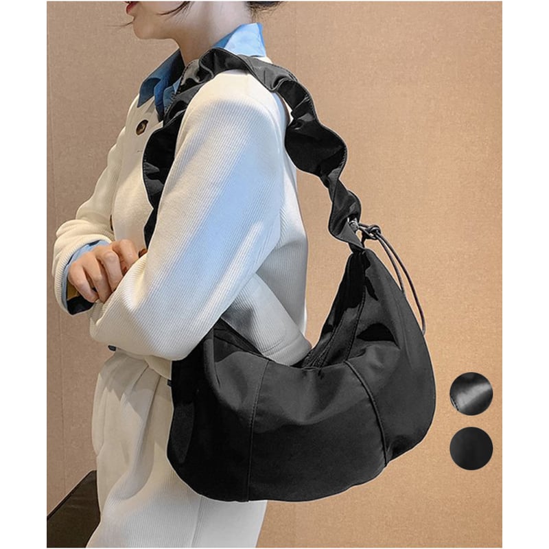 PUレザーギャザーナイロントートバッグ | Bagoodtimeshop