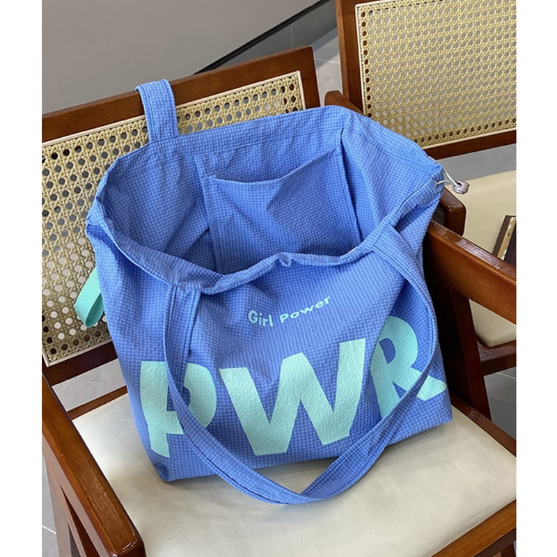 ネイビー ナイロン トートバッグ ロゴ入り bk8645.jpg
