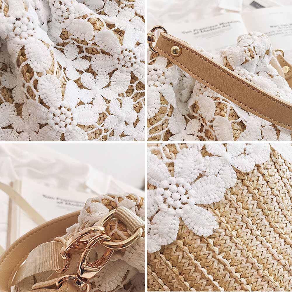 【美品】さえら　ヒスクローネ　レースカゴバック さえら✨ヒスクロ－ネ✨レースのかごバッグ さえら