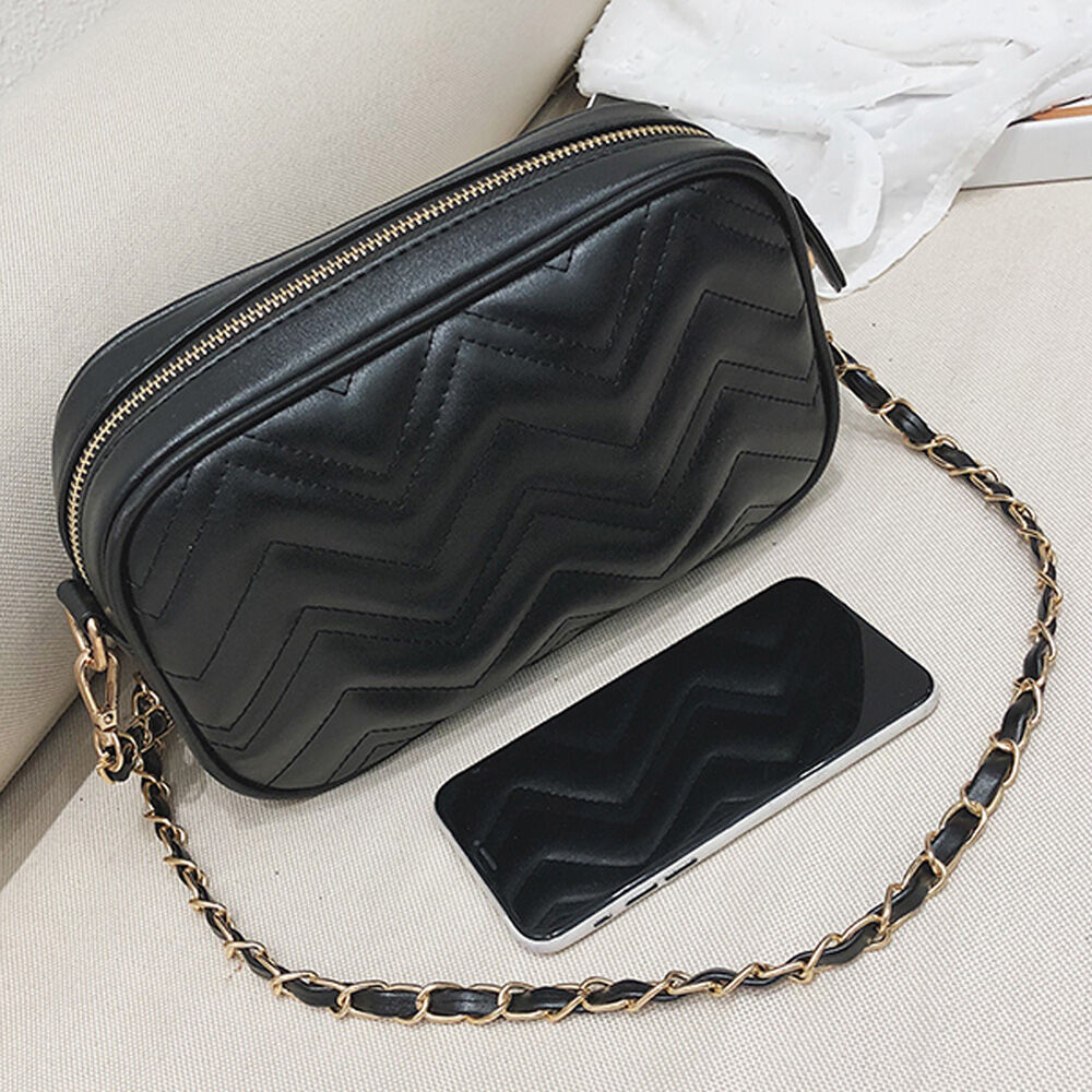 レザー調キルティングショルダーチェーンバッグ | Bagoodtimeshop