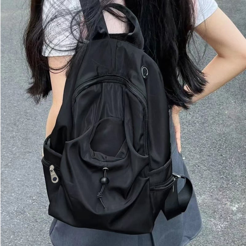 ACOC ギャザード バックパック Black/リュックサック 韓国 大容量韓国風リュックサック | Bagoodtimeshop