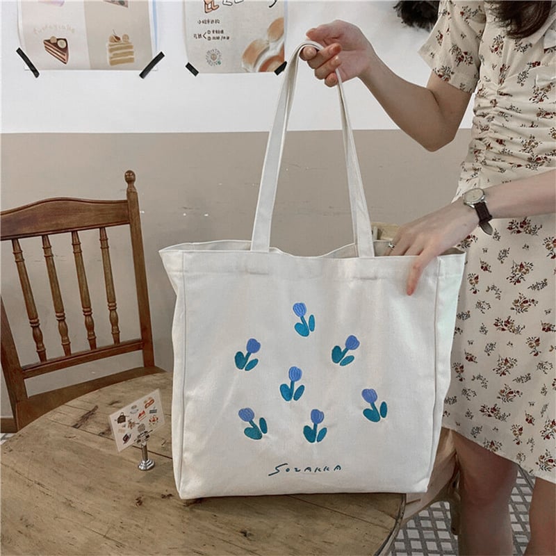 花柄 キャンバス トートバッグ | Bagoodtimeshop