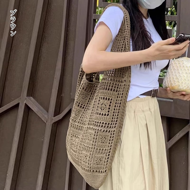 クロシェ編みニットトートバッグ | Bagoodtimeshop