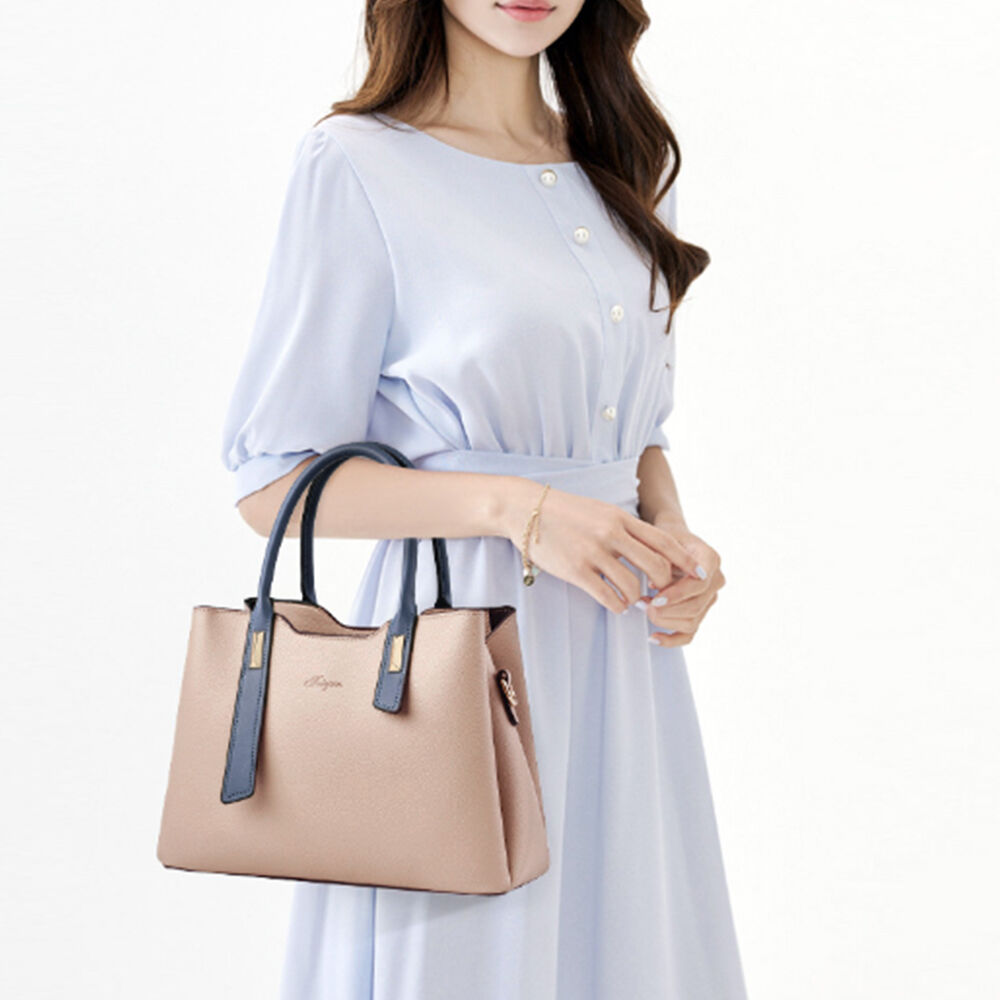 クリーム色のハンドバッグ バイカラーショルダーバッグ | Bagoodtimeshop