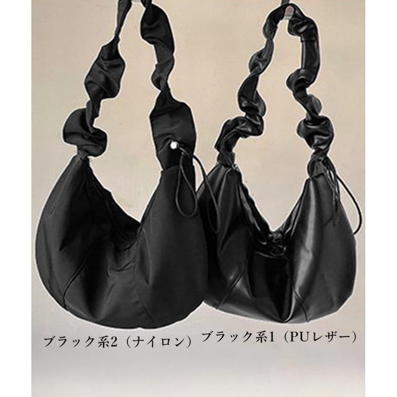 PUレザーギャザーナイロントートバッグ | Bagoodtimeshop