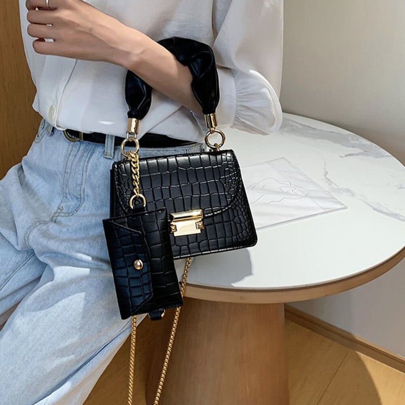 クロコ型押しショルダーバッグ ポーチ付き | Bagoodtimeshop