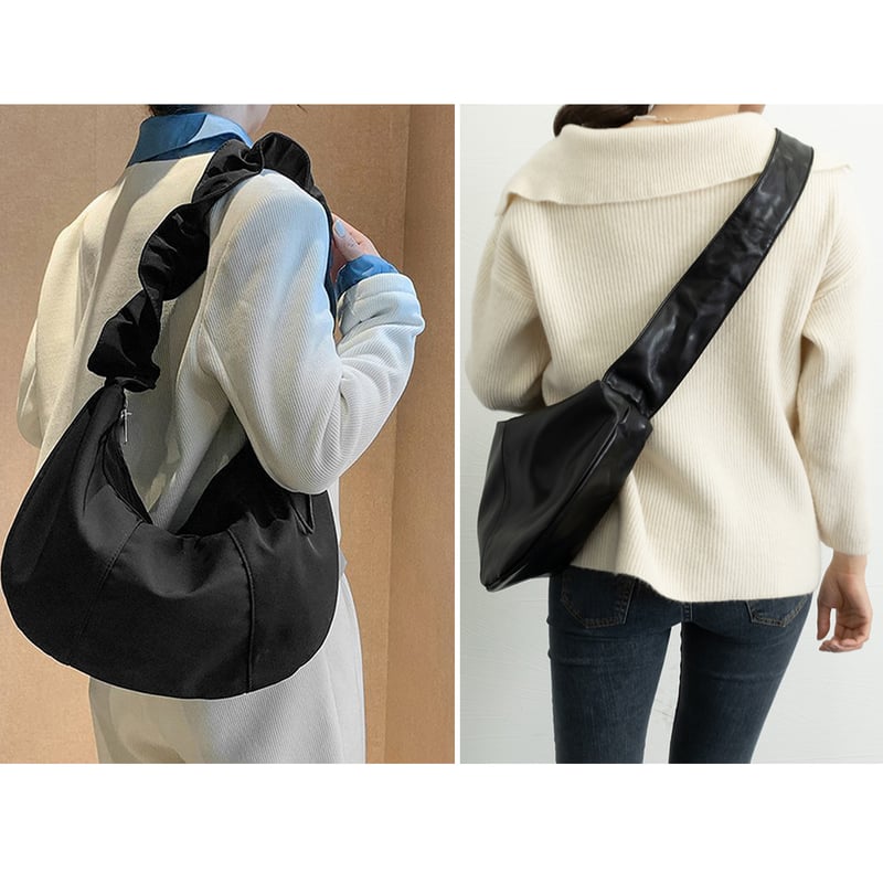 PUレザーギャザーナイロントートバッグ | Bagoodtimeshop