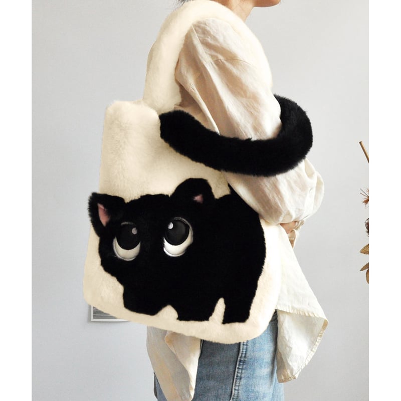 猫柄ふわふわファートートバッグ | Bagoodtimeshop