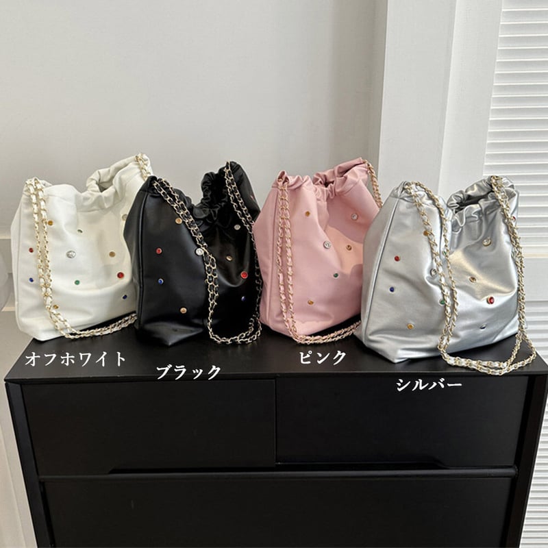 チェーンビジュー巾着バッグ | Bagoodtimeshop