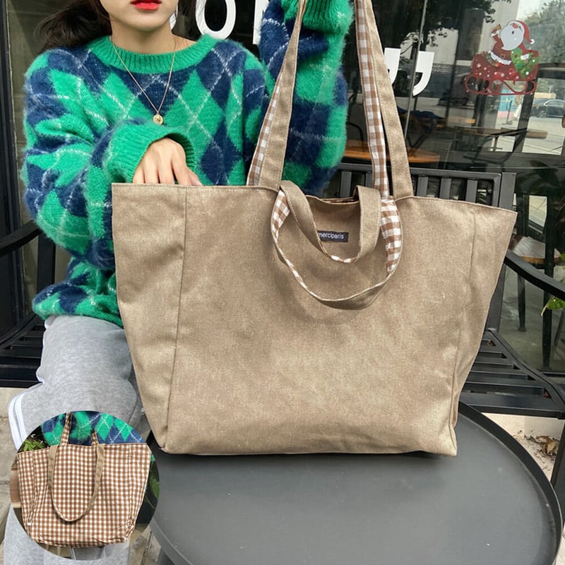 リバーシブルキャンバスビッグトートバッグ | Bagoodtimeshop