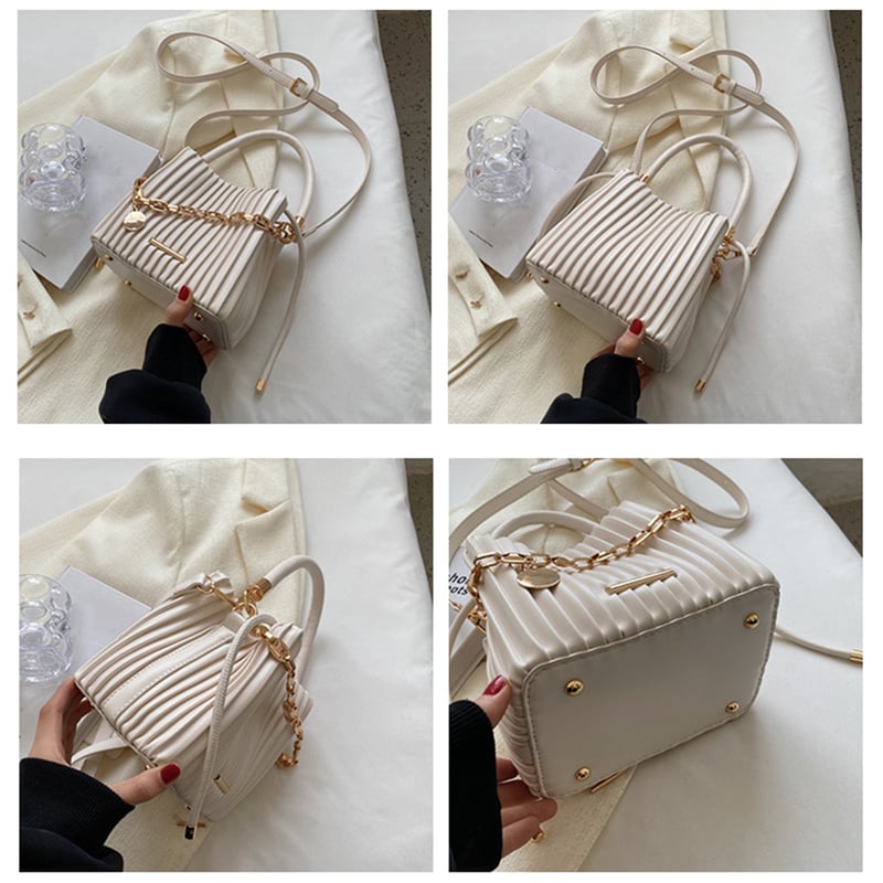 チェーン装飾プリーツショルダーバッグ | Bagoodtimeshop