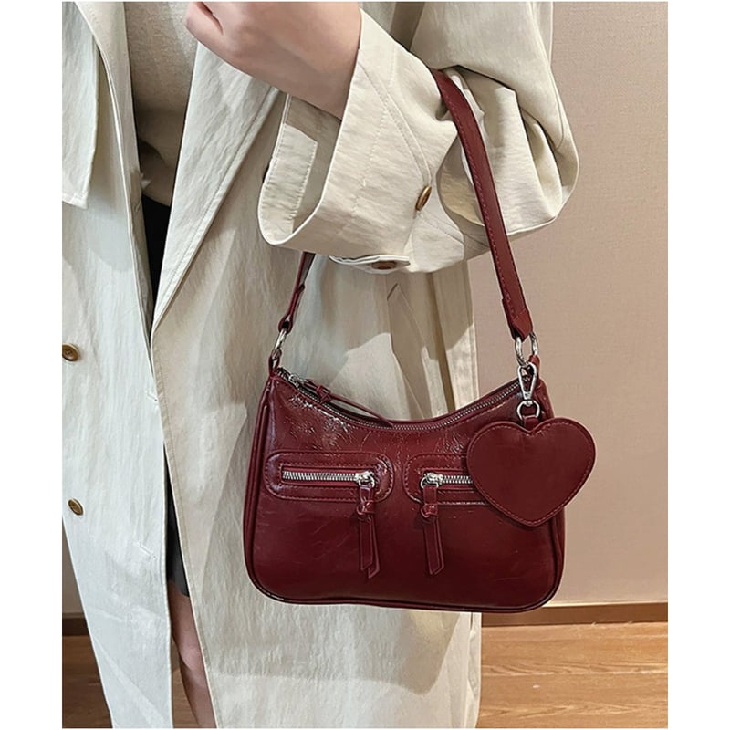 レトロショルダーバッグ ハートチャーム付 | Bagoodtimeshop