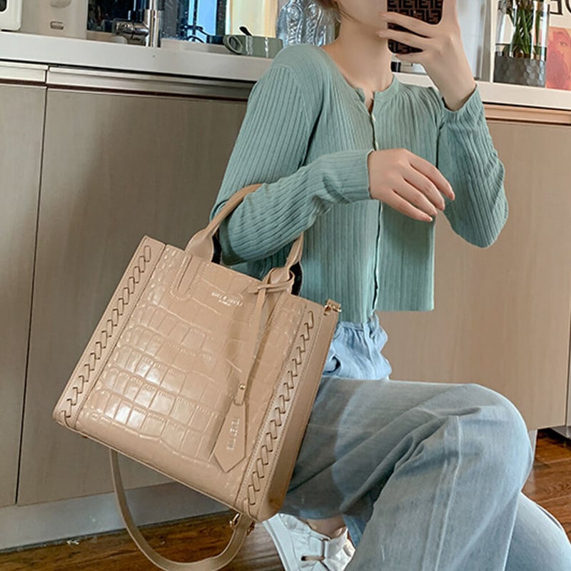 クロコ型押しトートバッグ ポーチ付き | Bagoodtimeshop クロコ型押しトートバッグ ポーチ付き | Bagoodtimeshop