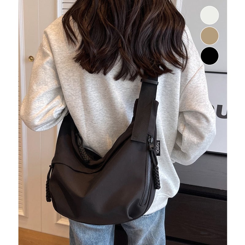 多収納ナイロン無地ショルダーバッグ | Bagoodtimeshop