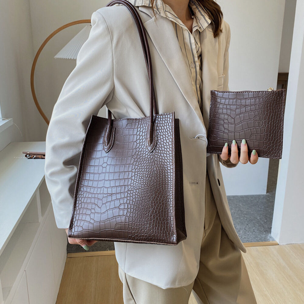クロコダイル柄ポーチ付きトートバッグ | Bagoodtimeshop