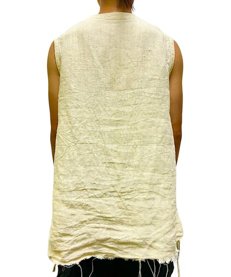 YUYA MORIBE　No. YM-AL-001 LONG FRENCH OVER VEST(ANTQUE LINEN)