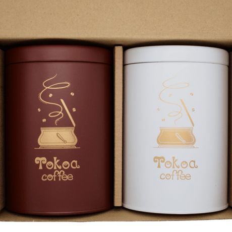 Tokoa coffee 缶 Blend Box 200g×2(ブラウン＆ホワイト)