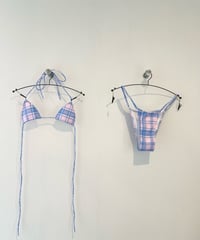 ピンク×ブルーチェック　マイクロビキニ