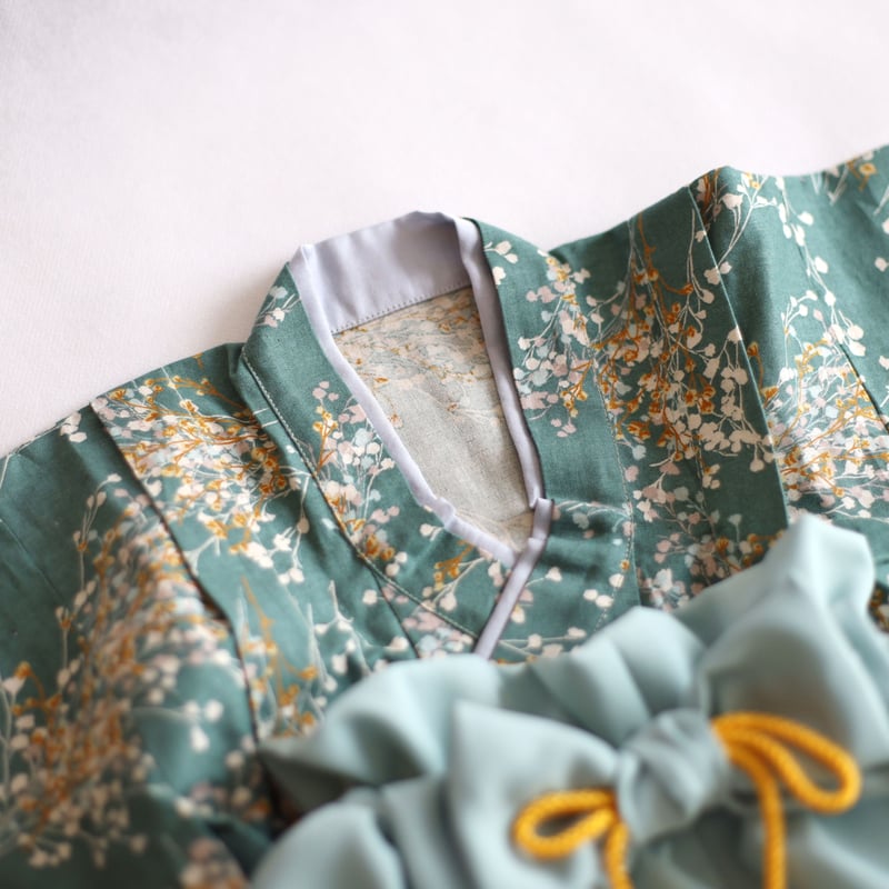 ベビー袴　ハンドメイド　刺繍　男の子　くすみグリーン　豪華　B21 6a10078d30eeb42fed77220f8045a1