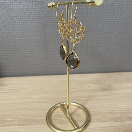 スモーキークォーツ　ピアス