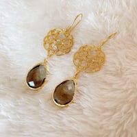 スモーキークォーツ　ピアス