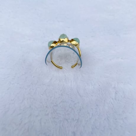 3石リング✳︎アクアカルセドニー
