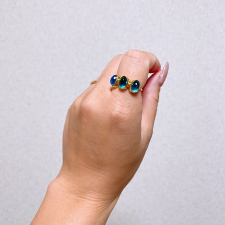 3石リング✳︎クォーツ