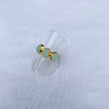 3石リング✳︎アクアカルセドニー