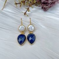 パール×ラピスラズリ　ピアス