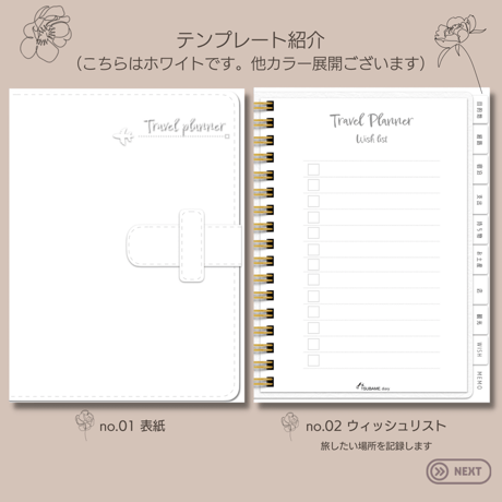 旅をデジタルで記録する『トラベルプランナー』ホワイト　くすみカラーが大人可愛い全5色展開　ステッカー、ガイドの特典付き！