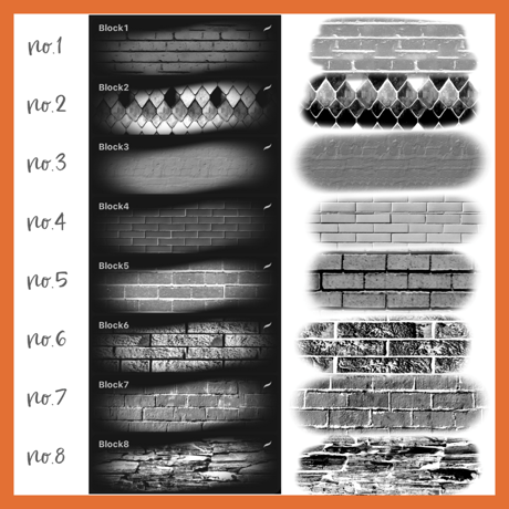 【Procreate用ブラシ】Block Blush12本セット ブロック模様が簡単に描けるブラシ