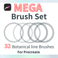 【procreate ブラシ】ボタニカルラインブラシ　32本大容量セット