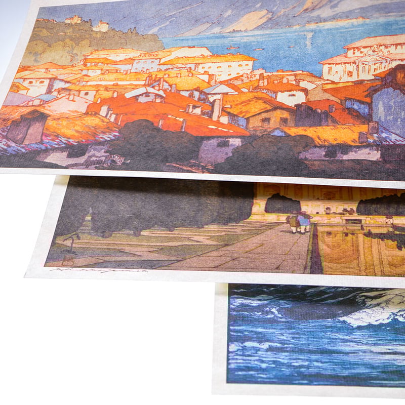 吉田博、【ウダイプールの島御殿】、希少な大判額装用画集より、美品