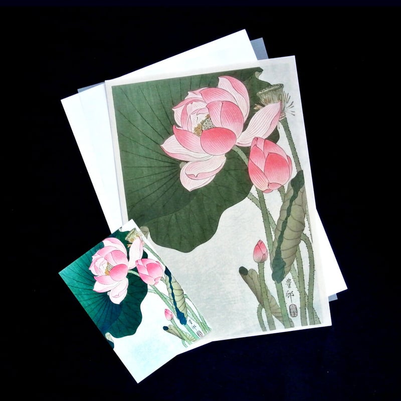 蓮の花 /小原古邨 木版画複製A4 土佐純楮和紙 日本製 IKEA 蓮の花 /小原古邨 木版画複製A4 土佐純楮和紙 日本製 IKEA